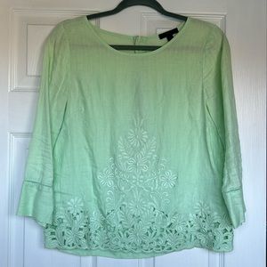 JCREW linen lace trim top